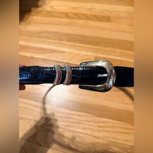 Brighton onyx vintage Black Croc-Embossed Leather Belt with Silver Buckle sz 36